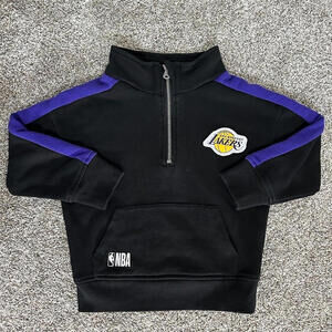 LA LAKERS NBA Sweatshirt Kids 5 1/4 zip‎ Pullover Black Purple Logo Basketball